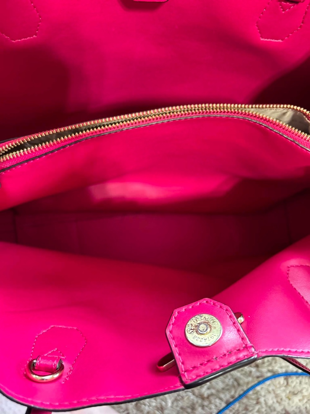 Michael Kors Brown MK Logo Tote with Pink Trim and Handles - Picture 7 of 12